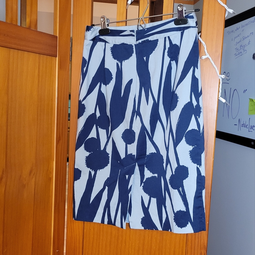 Boden Blue Gray Floral Pencil Skirt